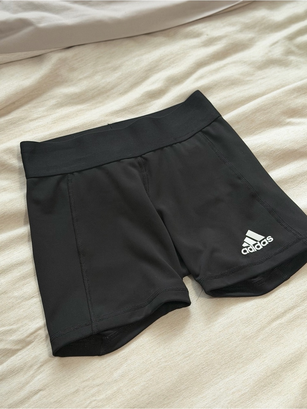adidas Black Women's Bike Shorts with White Logo